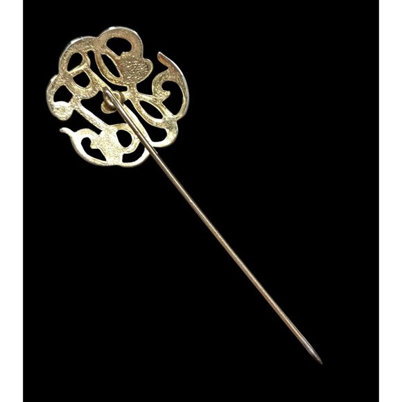 Vintage Elegant Gold Tone Monogram Stick Pin - Picture 2 of 4